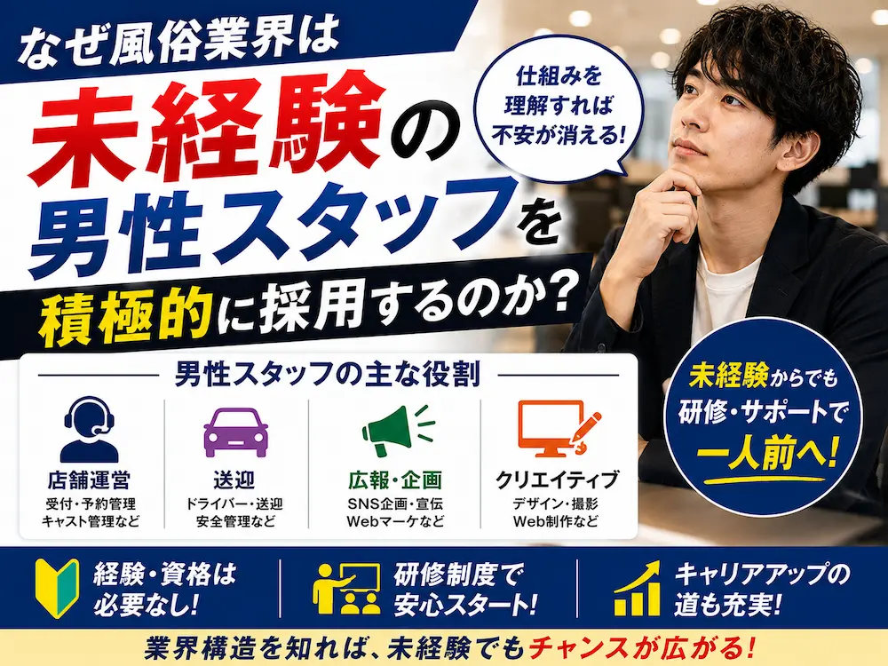なぜ風俗業界は未経験の男性スタッフを積極的に採用するのか？業界構造から解説